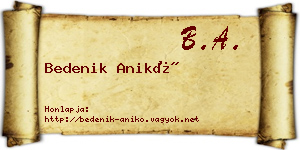Bedenik Anikó névjegykártya